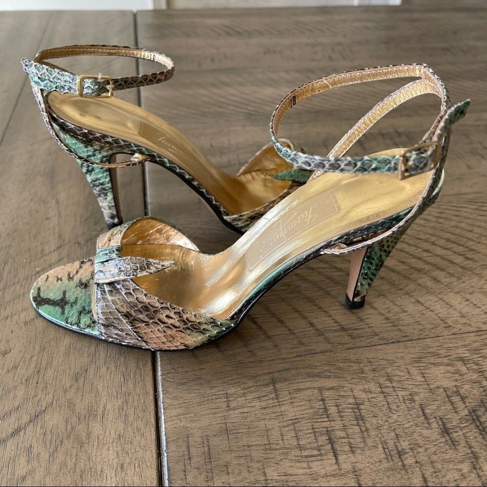 ‎Fiammante Vintage Snakeskin Ankle Strap Sandals 7B